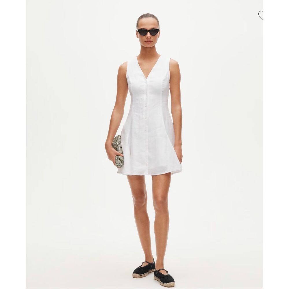 J. Crew Petite mini dress in linen in White NWT Size P4